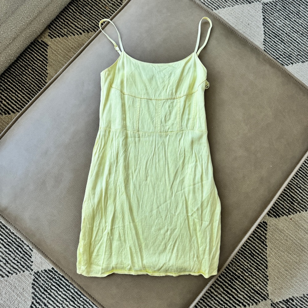 Zara Lemon Yellow Corset Satin Mini Dress - Fits 4-6